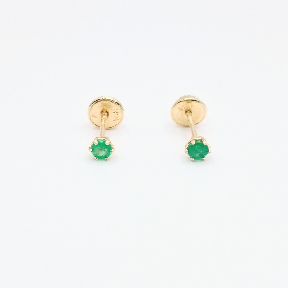 18K Solid Gold Natural Colombian Emerald Earrings • Girls Fine Jewelry